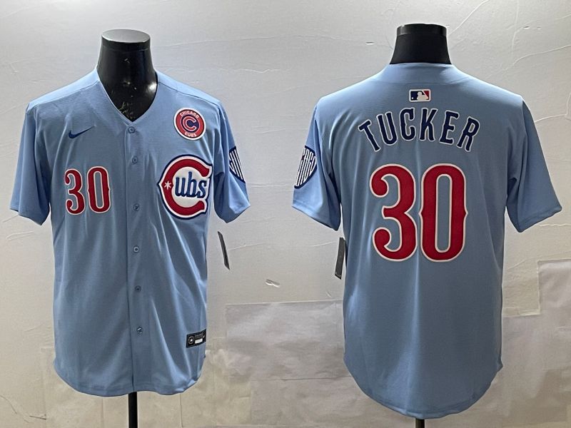 Men Chicago Cubs #30 Tucker Light Blue Throwback Fashion 2025 Nike MLB Jersey style 2->chicago cubs->MLB Jersey